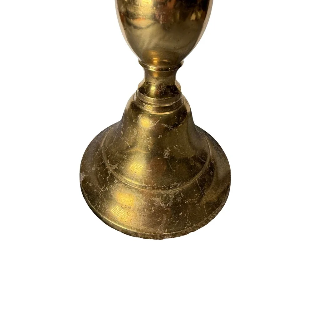 Vintage Solid Brass Candlestick Holder Made in India Baluster Style Gold Tone